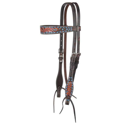 Bronco Blue Texas Flower Browband Headstall