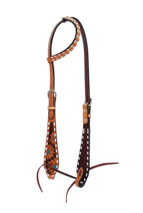 Rafter T Turquoise Sunflower Headstall Single Ear