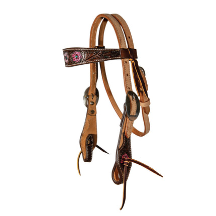 PC Headstall Browband Pink Flower Pony