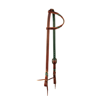 PC Headstall One Ear Twist Emerald/Burgundy