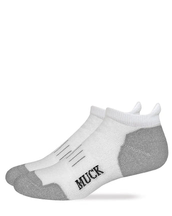 Muck Boot Mens Ultra-Dri® Low Cut Heel Tab Socks 2 Pack White