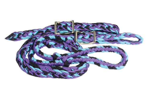 Professional's Choice Braided Barrel Rein Purple/Turquoise