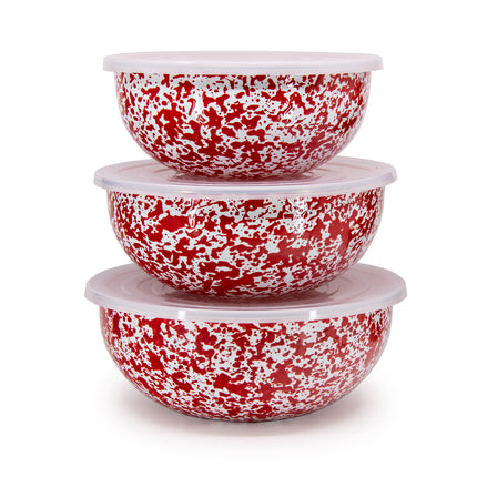 Splatter Bowl Set 3pc Red