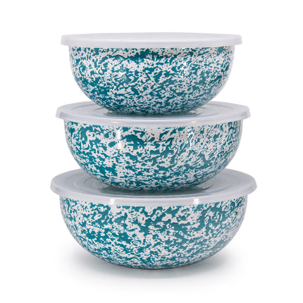 Splatter Bowl Set 3pc Turquoise