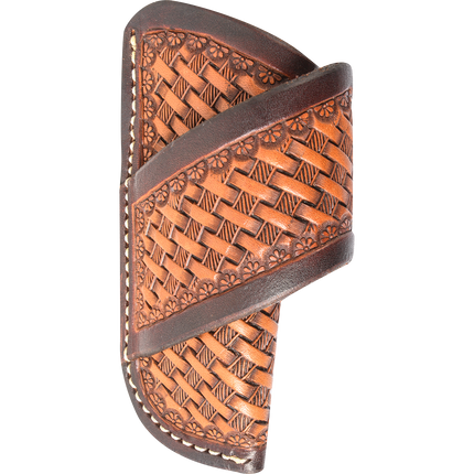 Martin Horizontal Knife Sheath with Dyed Edge and Basket Tooling