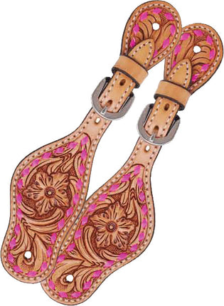 Rafter T Spur Straps Kids Pink Buckstitch