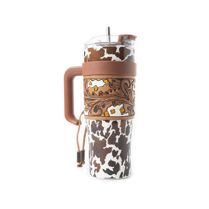 Wide Wyoming Tumbler In Brown & White