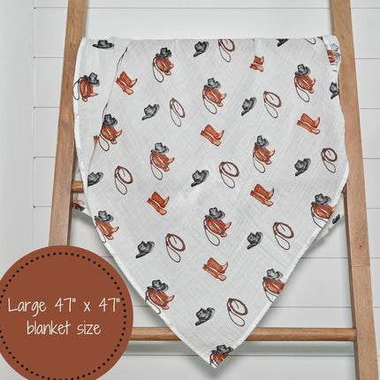 Boots Western Muslin Swaddle Blankets