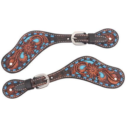 Spur Straps Bronco Blue Texas Flower