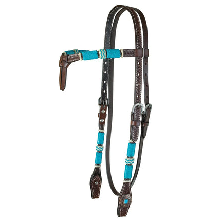 Turquoise Roundup Browband Headstall Chocolate
