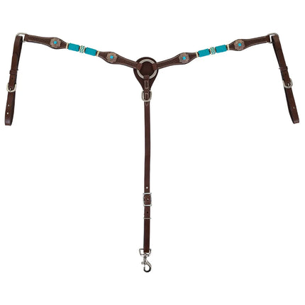 Turquoise Roundup Breastcollar Chocolate