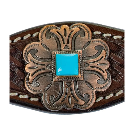 Turquoise Roundup Chocolate One Ear Headstall