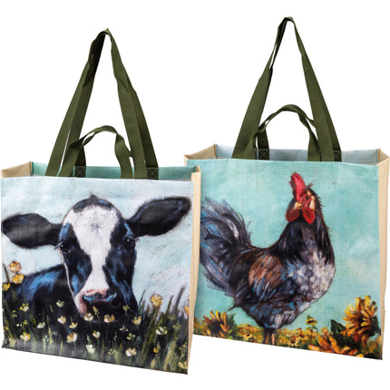 Market Tote Rooster And Cow