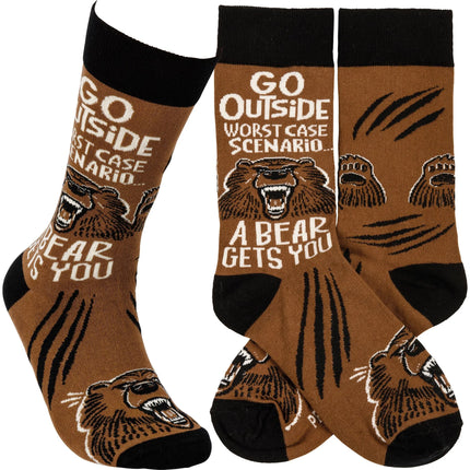 Primitives by Kathy Socks - Go Outside Worst Case Scenario A Bear