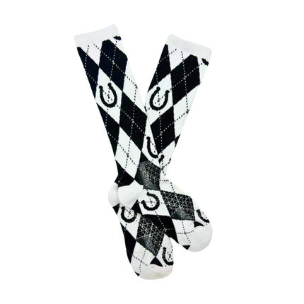 Lucky Chuck Lucky Argyle Blk/White Performance Boot Socks