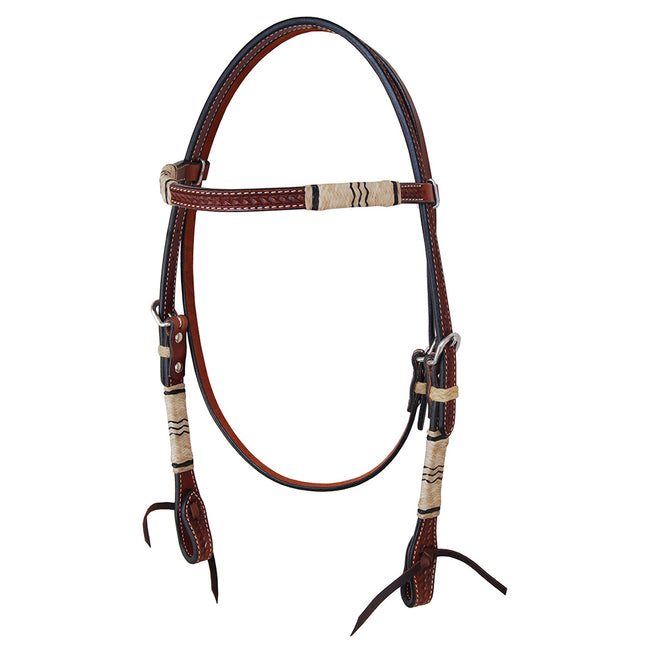 Oxbow Rawhide Braid Basket Tooled Browband