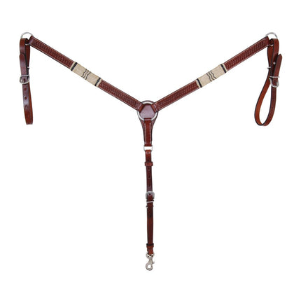 Oxbow Rawhide Braid Basket Tooled Breastcollar