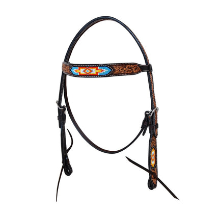 Oxbow Colorado Beaded Tooled Browband Headstall