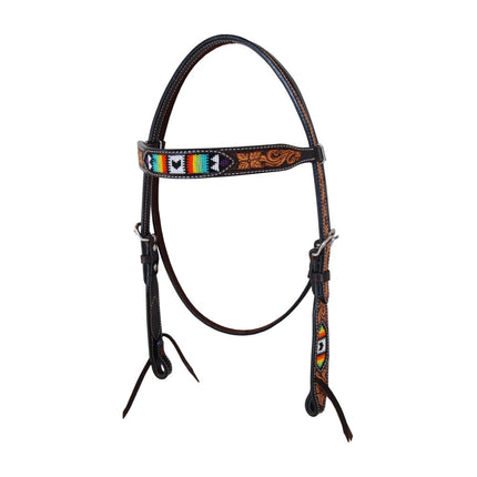 Oxbow Tucson Beaded Tooled Browband Headstall