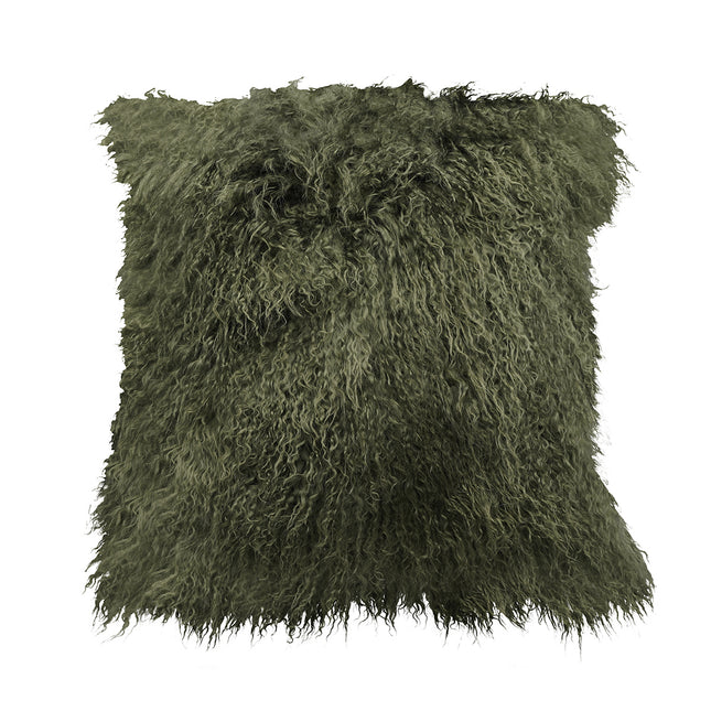 Tibetan Lamb Pillow 16" Olive