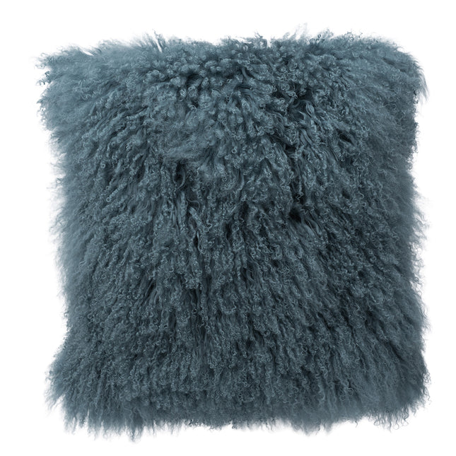 Tibetan Lamb Pillow 16" Boho Blue