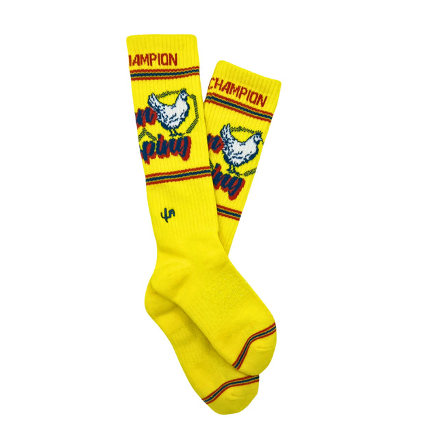 Lucky Chuck Cactus Alley Chicken Roping Yellow Performance Boot Socks