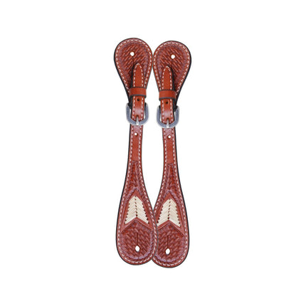 Oxbow Basket Stamped Rawhide Spur Strap