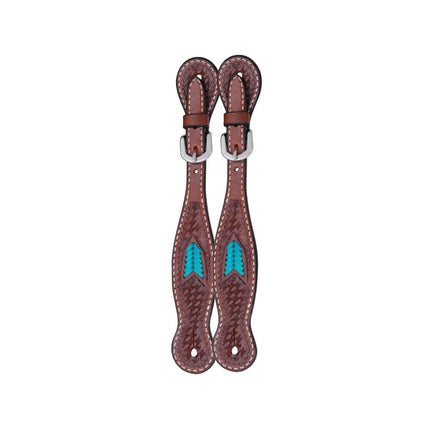 Oxbow Basket Stamped Turquoise Rawhide Spur Strap Ladies