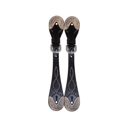 Oxbow Fancy Stitch Rawhide Tip Choco Spur Straps Youth/Ladies