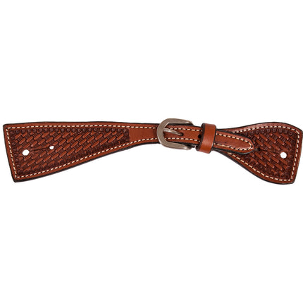 Oxbow Basket Stamped Spur Strap w/ Chopped Ends Chestnut