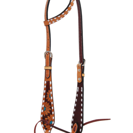 Rafter T Turquoise Sunflower Headstall Single Ear