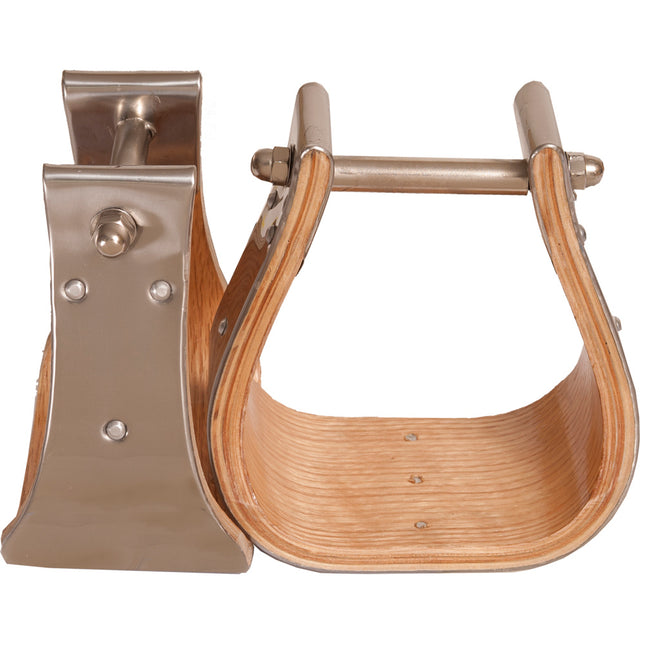 Oxbow 4″ Wide Wood Bell Stirrup w/ Stainless Steel Wrap