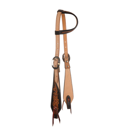 PC Headstall Black Floral Roughout SE