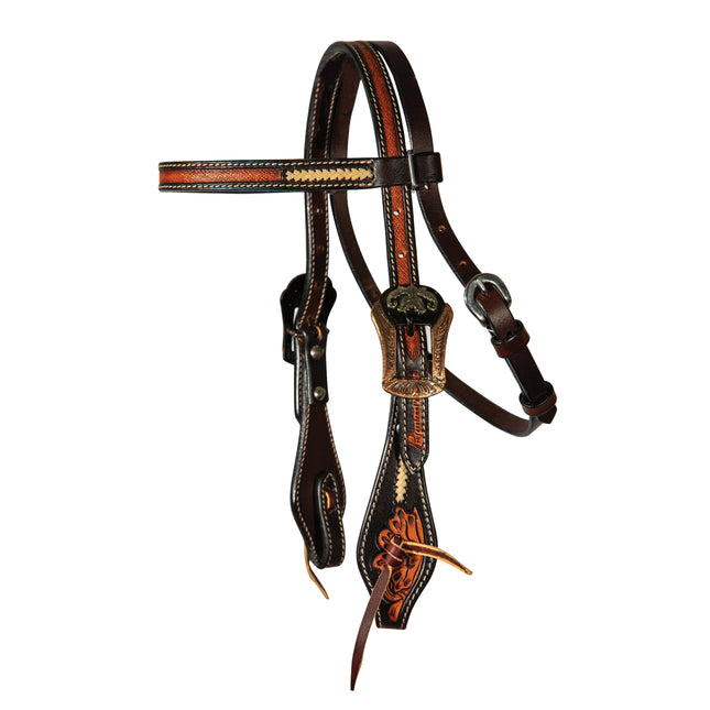 PC Headstall Browband Heritage Rawhide Braid Pony