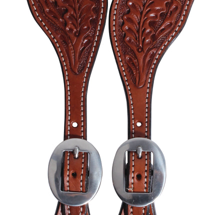 PC Spur Straps Oak Tooled Women's/Youth