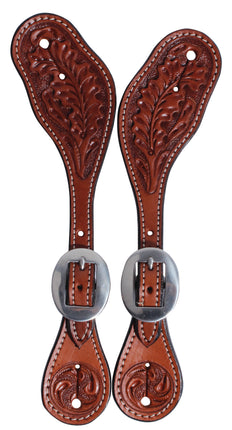 *PC Spur Straps Oak Tooled Women's/Youth