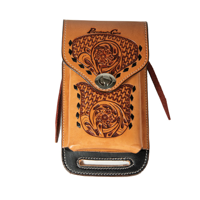 Leather Cell Phone Case - Basket Floral Buckstitch