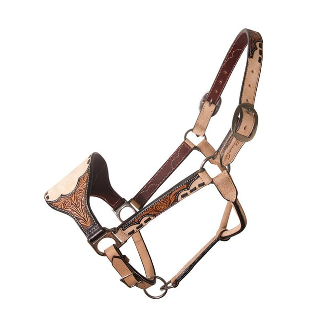 Professional's Choice Bronc Halter Black Floral Roughout