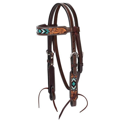 Weaver Headstall Turquoise Cross Beaded Pony