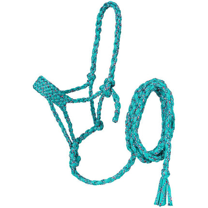 Tough1 Premium Mule Tape Halter with Lead Pony - Turquoise