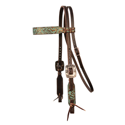 PC Headstall Browband Taper Copper/Emerald