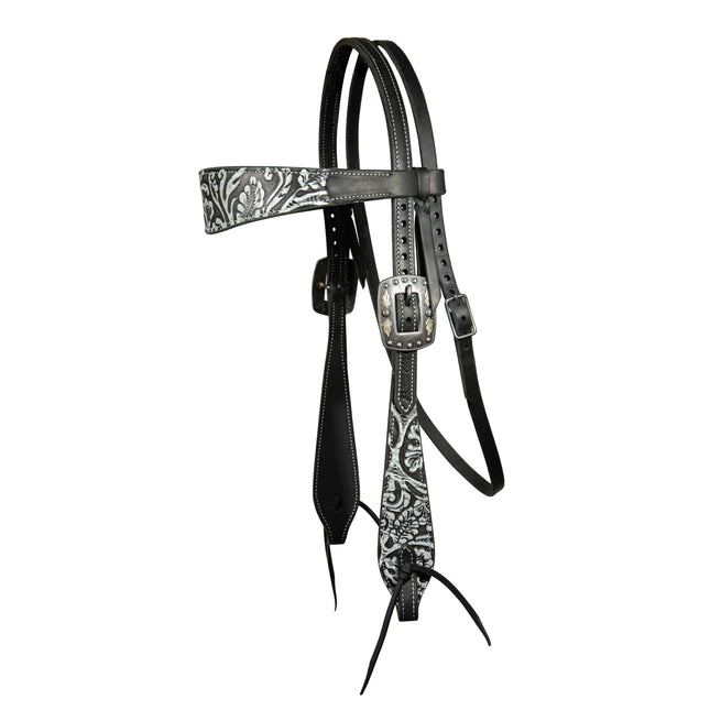 PC Headstall Browband Swell Cheek Black/White Paisley