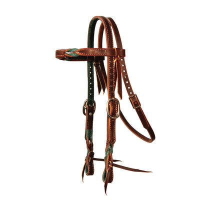 Pony Headstall Browband Emerald/Burgundy