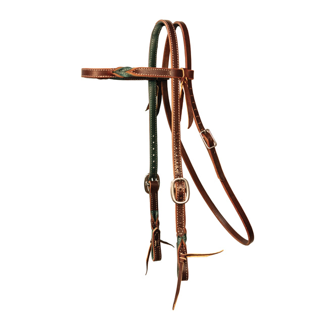 PC Headstall Browband Twist Emerald/Burgundy
