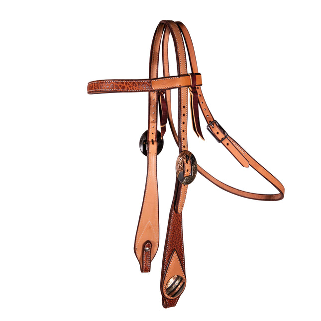 PC Headstall Browband Swell Cheek Tan Bison
