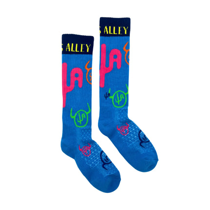 Lucky Chuck Cactus Alley-Moo Cactus Blue Performance Boot Socks