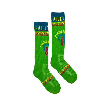 Lucky Chuck Cactus Alley Southwest Green Performance Boot Socks