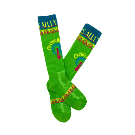 Lucky Chuck Cactus Alley Southwest Green Performance Boot Socks