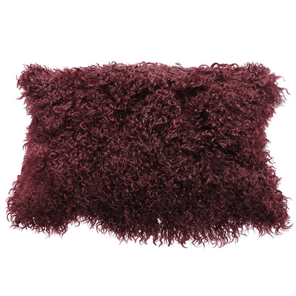 Tibetan Lamb Pillow Lumbar Cabernet