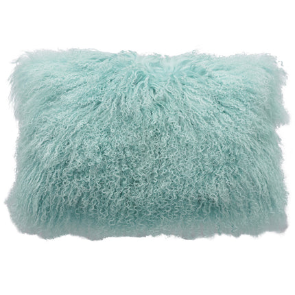 Tibetan Lamb Pillow Lumbar Light Teal